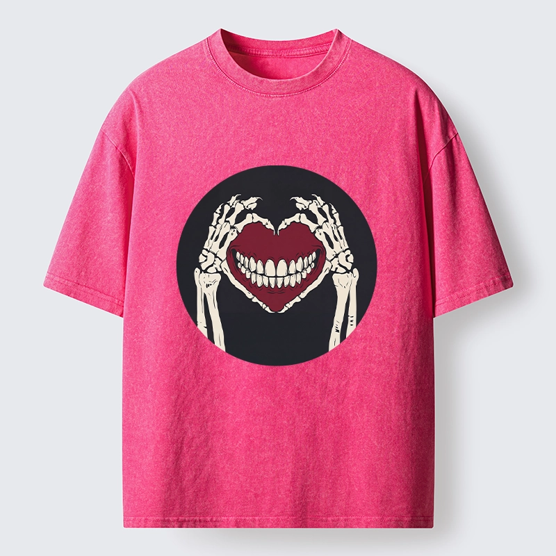 Tokyo-Tiger Skull Hand Love Sign Washed T-Shirt