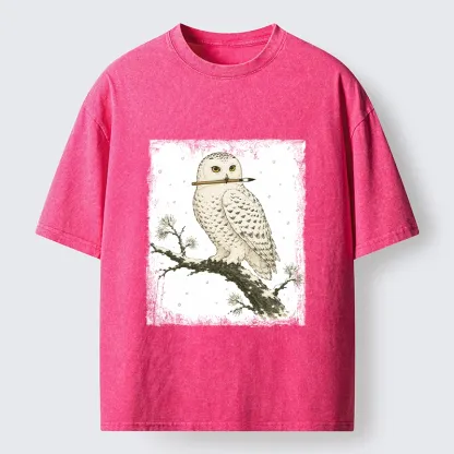 Tokyo-Tiger Snow Owl Painter Washed T-Shirt