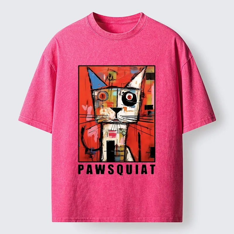 Tokyo-Tiger Abstract Picasso Cat Art Washed T-Shirt