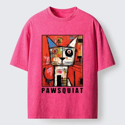Tokyo-Tiger Abstract Picasso Cat Art Washed T-Shirt