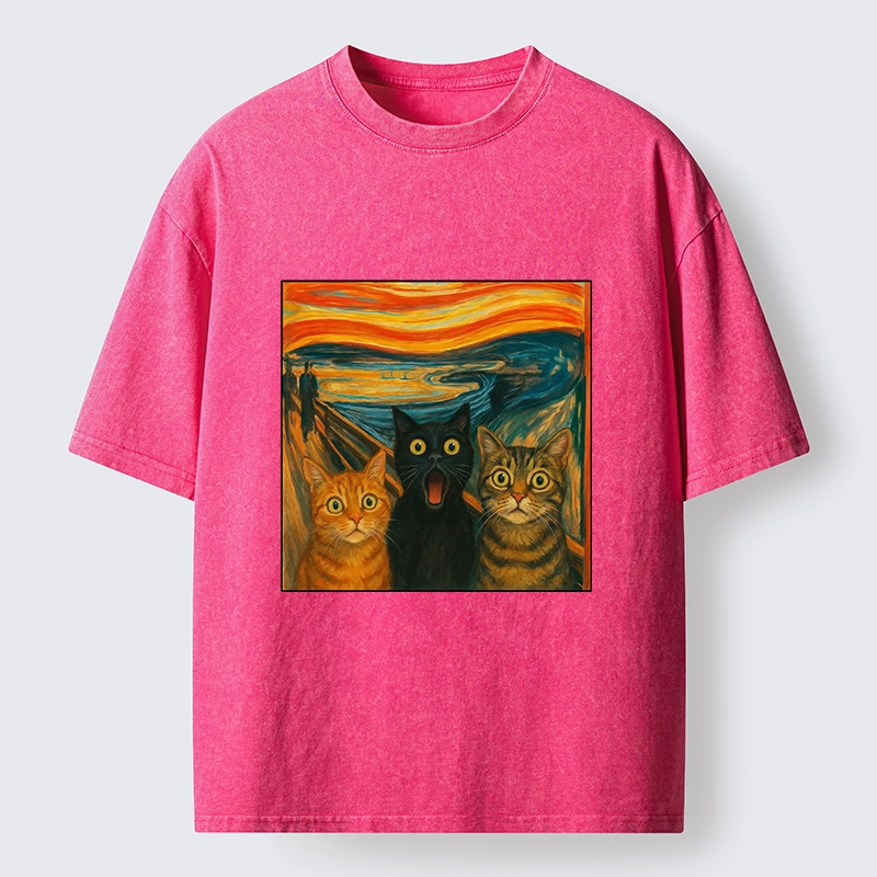 Tokyo-Tiger Funny Meme Scream Cats Washed T-Shirt