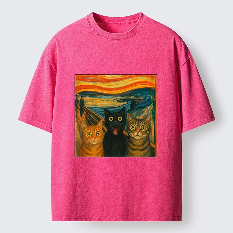 Tokyo-Tiger Funny Meme Scream Cats Washed T-Shirt