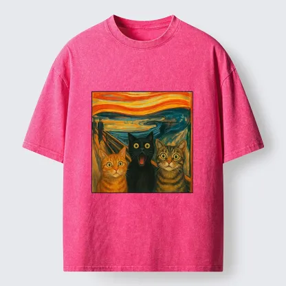 Tokyo-Tiger Funny Meme Scream Cats Washed T-Shirt