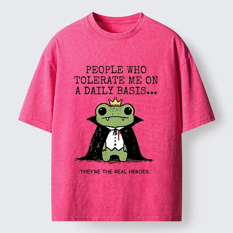 Tokyo-Tiger Funny Meme Vampire Frog Washed T-Shirt