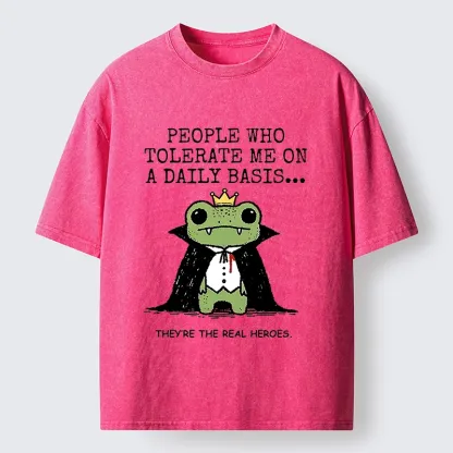 Tokyo-Tiger Funny Meme Vampire Frog Washed T-Shirt