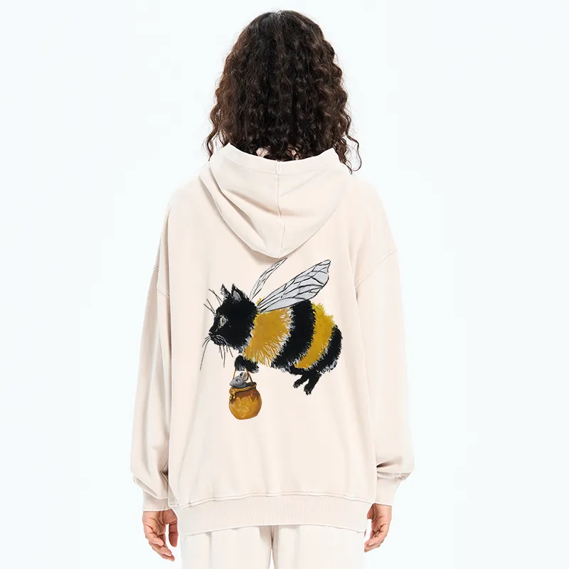 Tokyo-Tiger  Catbee Funny Washed Zip Hoodie
