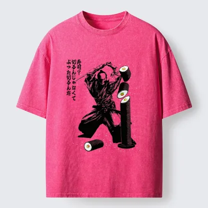 Tokyo-Tiger Samurai Sushi Slice Washed T-Shirt