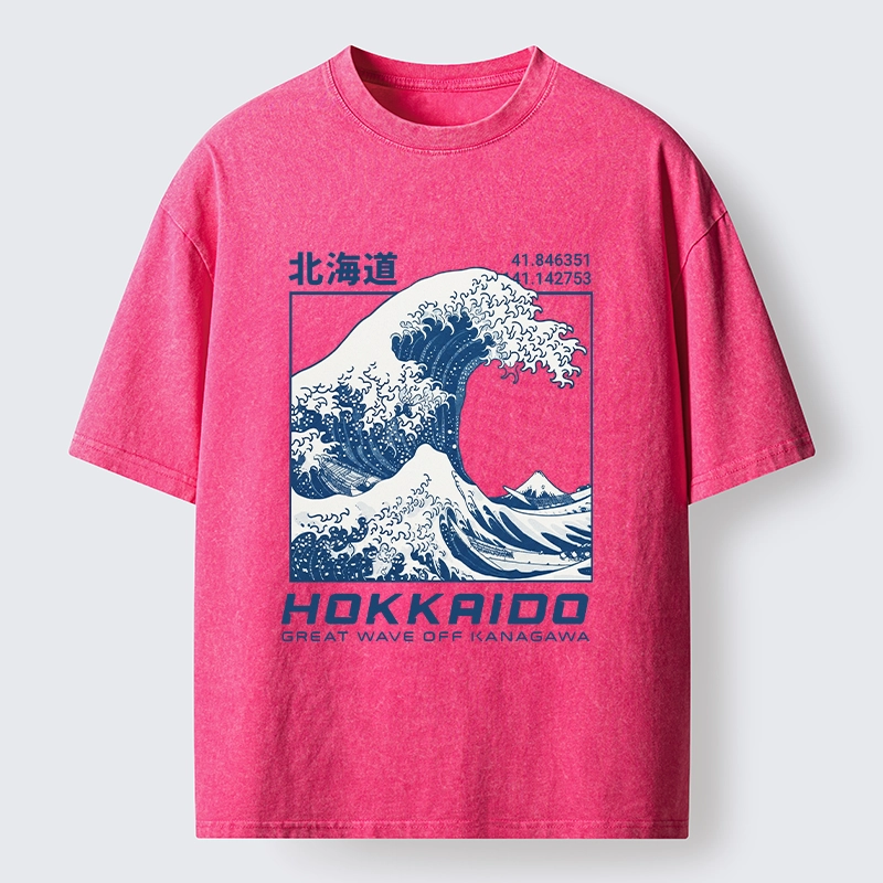 Tokyo-Tiger Hokkaido Wave Art Washed T-Shirt