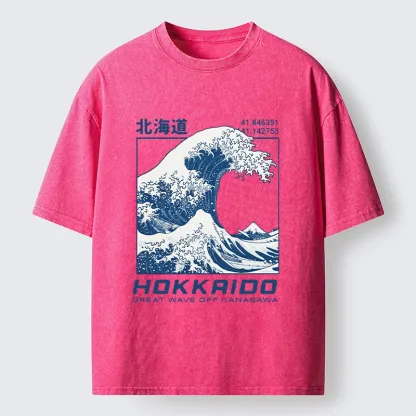 Tokyo-Tiger Hokkaido Wave Art Washed T-Shirt