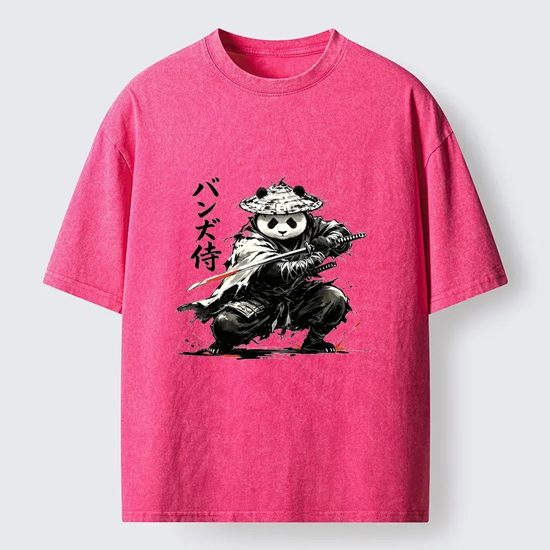 Tokyo-Tiger Panda Samurai Warrior Washed T-Shirt