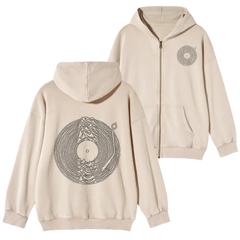 Tokyo-Tiger Record Player Japanese Washed Zip Hoodie