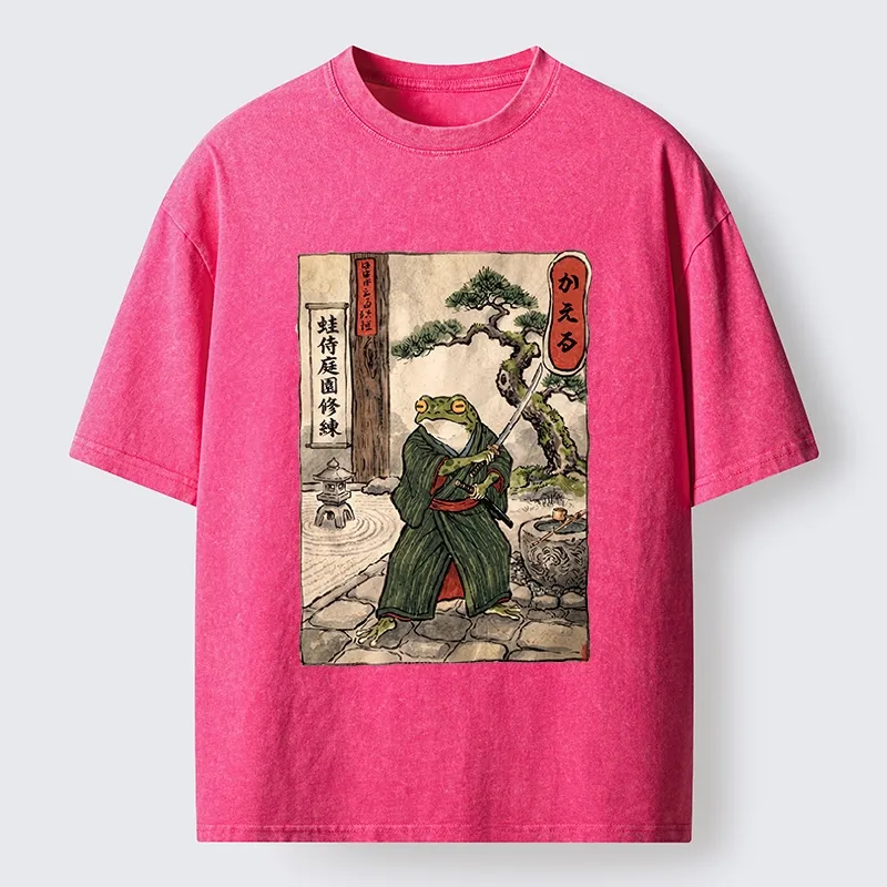 Tokyo-Tiger Samurai Frog Training Washed T-Shirt