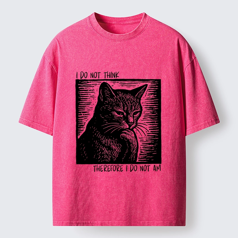 Tokyo-Tiger Philosophical Black Cat Meme Washed T-Shirt