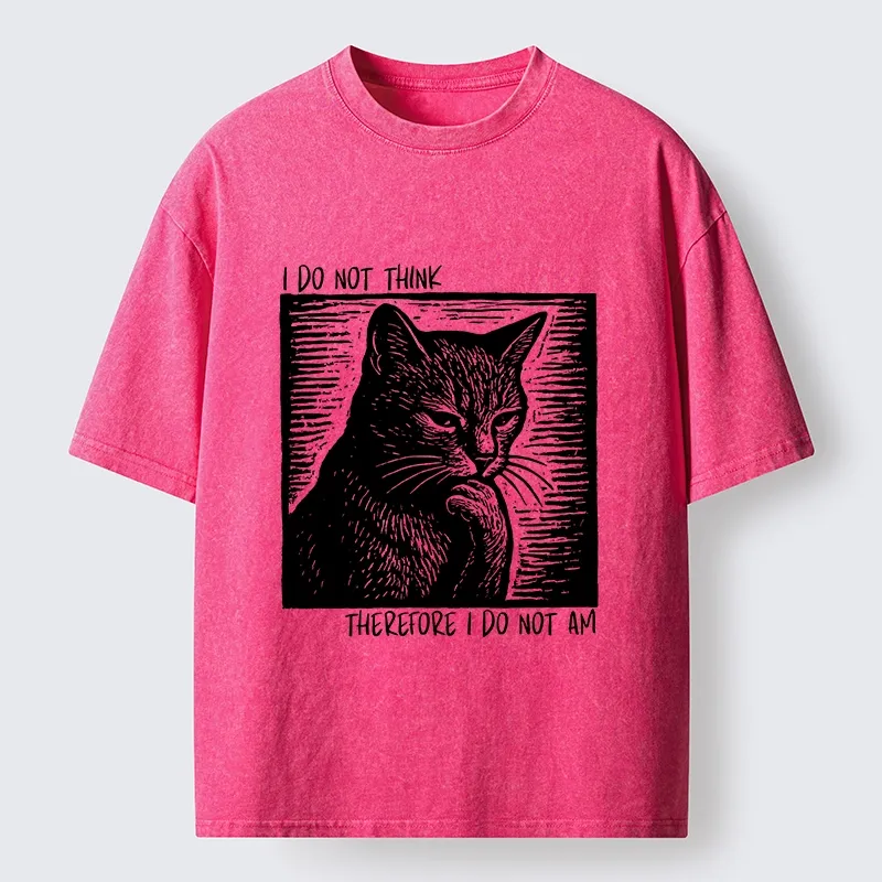 Tokyo-Tiger Philosophical Black Cat Meme Washed T-Shirt