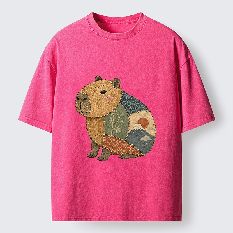 Tokyo-Tiger Patchwork Capybara Washed T-Shirt