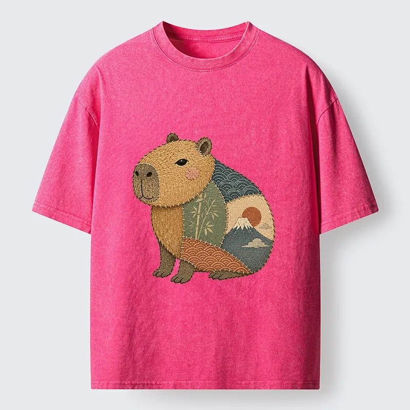 Tokyo-Tiger Patchwork Capybara Washed T-Shirt