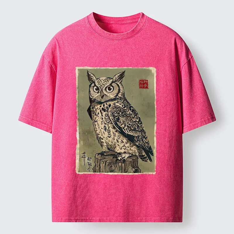 Tokyo-Tiger Wise Forest Owl Washed T-Shirt