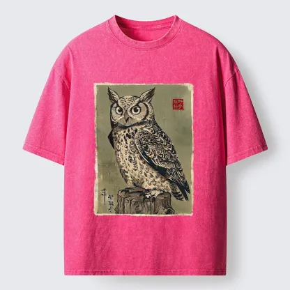 Tokyo-Tiger Wise Forest Owl Washed T-Shirt