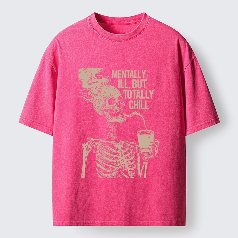Tokyo‑Tiger Funny Skeleton Chill Washed T‑Shirt