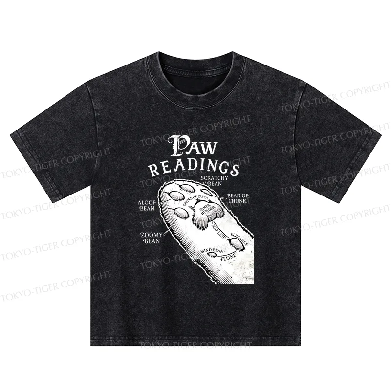 Tokyo-Tiger Funny Cat Paws Kids Washed T-Shirt