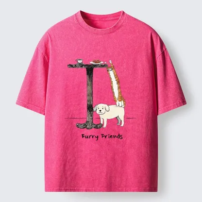 Tokyo-Tiger Dog Cat Snack Mission Art Washed T-Shirt