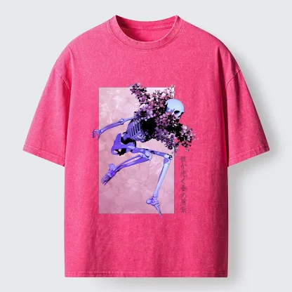 Tokyo-Tiger Dark Floral Bones Washed T-Shirt