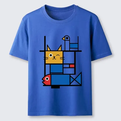 Tokyo-Tiger Retro Geometric Kitty Classic T-Shirt