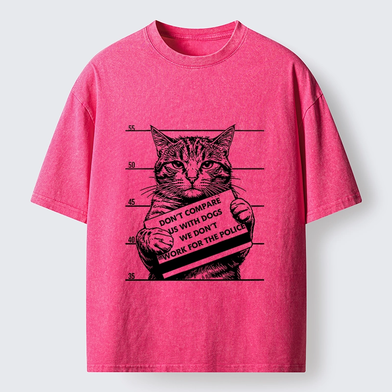 Tokyo-Tiger Funny Cat Vs Dog Joke Washed T-Shirt
