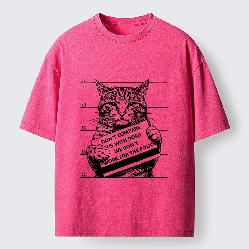 Tokyo-Tiger Funny Cat Vs Dog Joke Washed T-Shirt