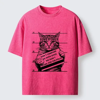 Tokyo-Tiger Funny Cat Vs Dog Joke Washed T-Shirt