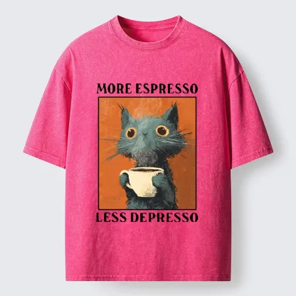 Tokyo‑Tiger Coffee Mood Cat Washed T‑Shirt