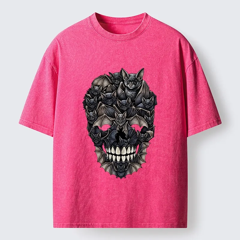 Tokyo‑Tiger Dark Bat Skull Art Washed T‑Shirt