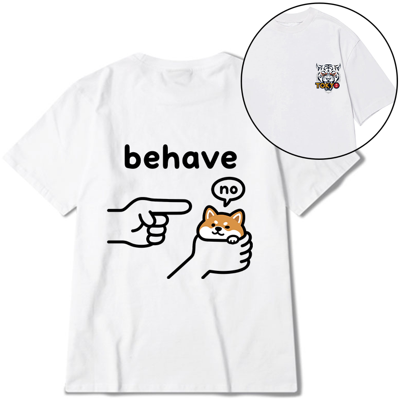 Tokyo-Tiger Funny Shiba Refusing To Behave Front Back Classic T-Shirt