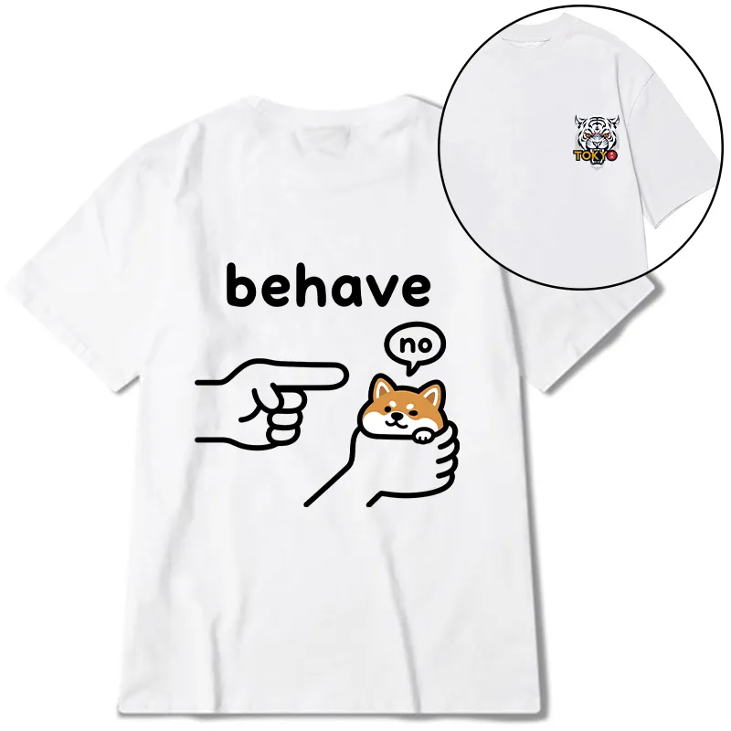 Tokyo-Tiger Funny Shiba Refusing To Behave Front Back Classic T-Shirt