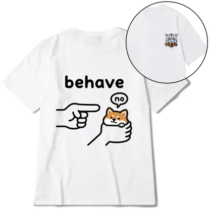 Tokyo-Tiger Funny Shiba Refusing To Behave Front Back Classic T-Shirt
