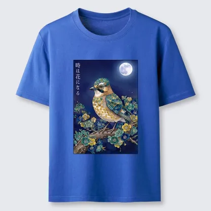 Tokyo-Tiger Moon Bird Floral Retro Art Classic T-Shirt