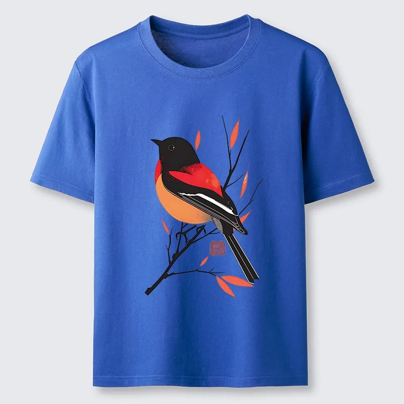 Tokyo-Tiger Oriental Bird Graphic Classic T-Shirt