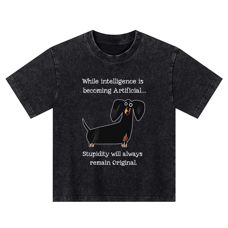 Tokyo-Tiger Dachshund Real Humor Funny Meme Kids Washed T-Shirt