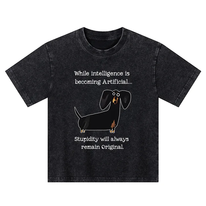 Tokyo-Tiger Dachshund Real Humor Funny Meme Kids Washed T-Shirt