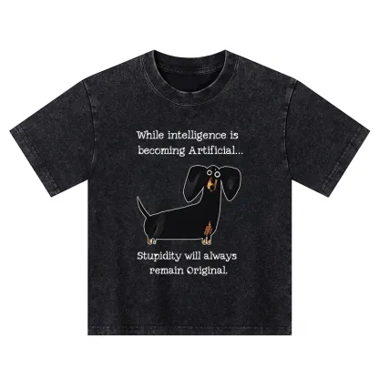 Tokyo-Tiger Dachshund Real Humor Funny Meme Kids Washed T-Shirt