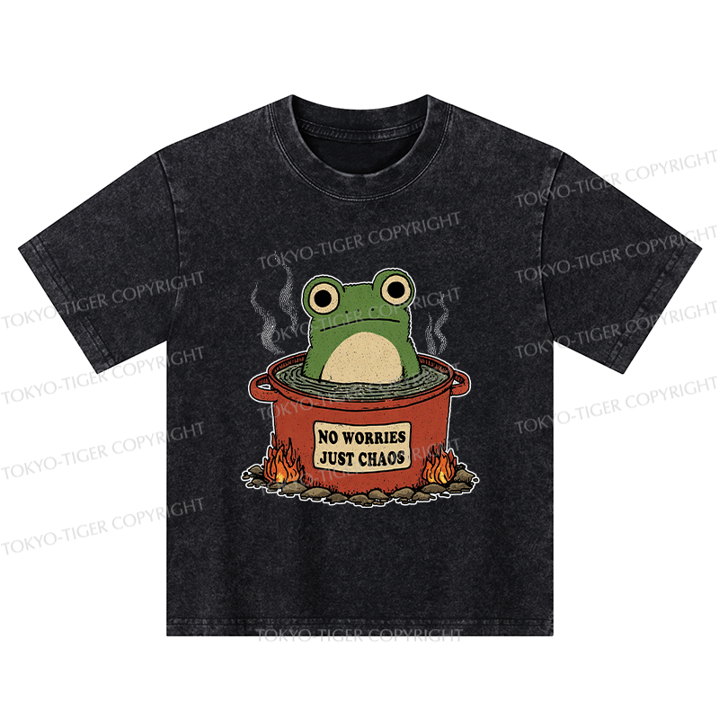 Tokyo-Tiger Frog：No Worries，Just Chaos Kids Washed T-Shirt