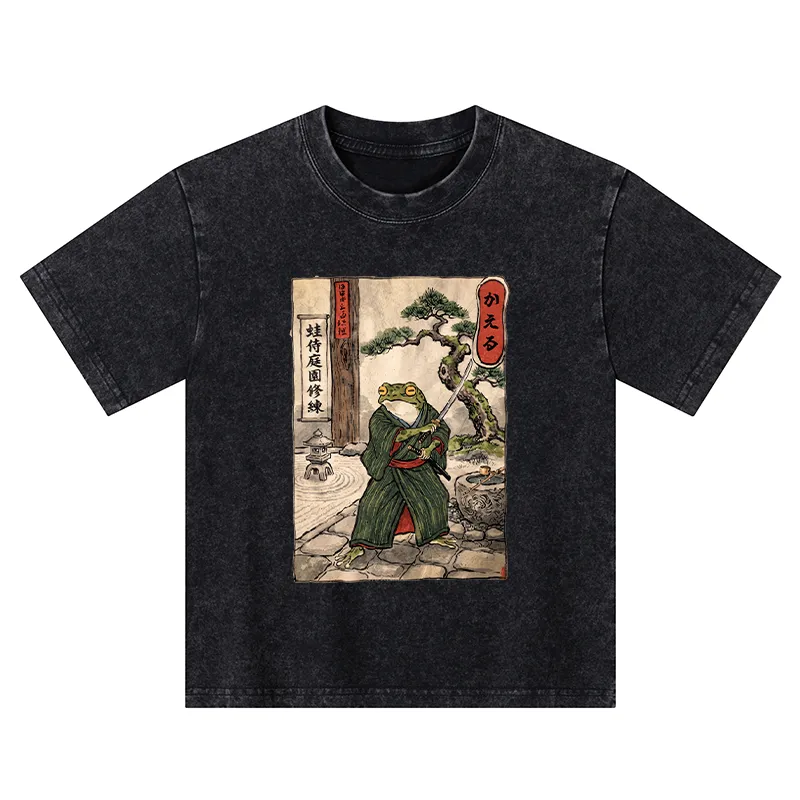 Tokyo-Tiger Samurai Frog Training Kids Washed T-Shirt