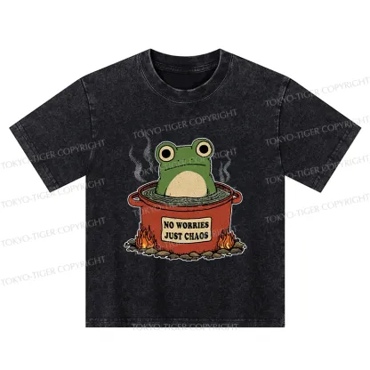 Tokyo-Tiger Frog：No Worries，Just Chaos Kids Washed T-Shirt