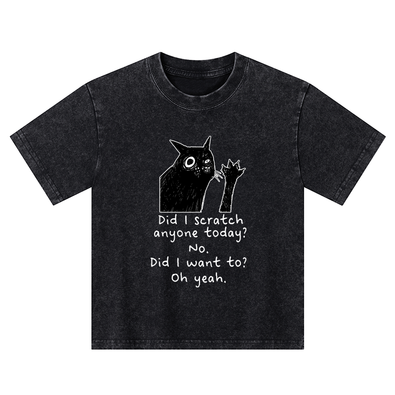 Tokyo-Tiger Black Cat Scratches People Kids Washed T-Shirt