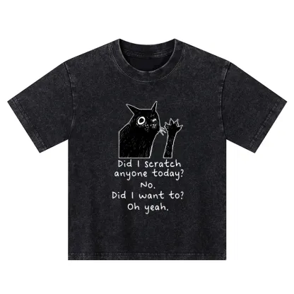 Tokyo-Tiger Black Cat Scratches People Kids Washed T-Shirt