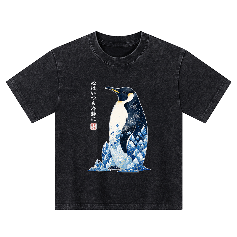 Tokyo-Tiger Keep Calm Penguin Kids Washed T-Shirt