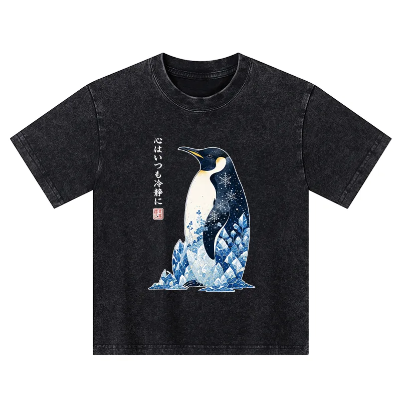 Tokyo-Tiger Keep Calm Penguin Kids Washed T-Shirt