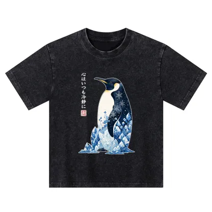 Tokyo-Tiger Keep Calm Penguin Kids Washed T-Shirt