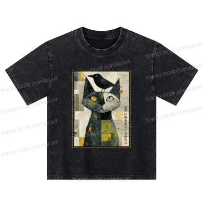 Tokyo-Tiger The Cat And The Crow Are Planning To Rule The World Kids Washed T-Shirt