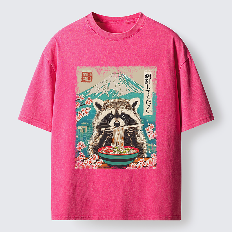 Tokyo-Tiger Please Give Raccoon A Discount Washed T-Shirt